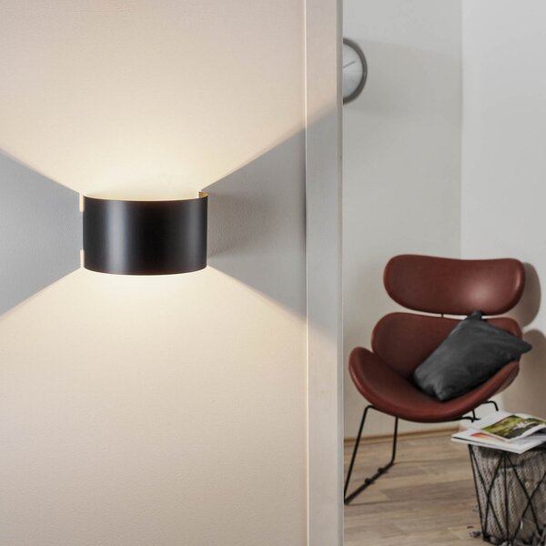 EMIBIG LIGHTING Aplică de perete Fold cu abajur bombat, negru, reglabil, Negru, Camera de zi / sufragerie, Metal, Modern