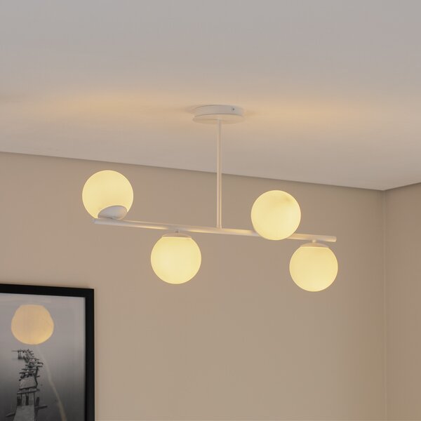 EMIBIG LIGHTING Plafonieră Kabo, 1 braț, alb, 4 becuri, reglabil, Alb, Camera de zi / sufragerie, Sticlă, Modern