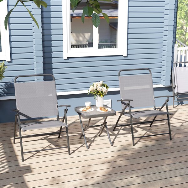 Outsunny Set Mobilier de Grădină din 3 Piese cu Scaune cu Spătar Reglabil și Masă, 64x70x87 cm, Gri | Aosom Romania