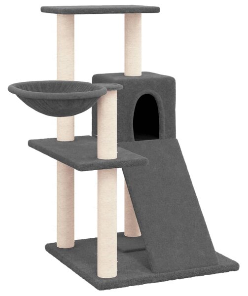 Ansamblu pisici cu stâlpi din funie sisal, gri închis, 82 cm