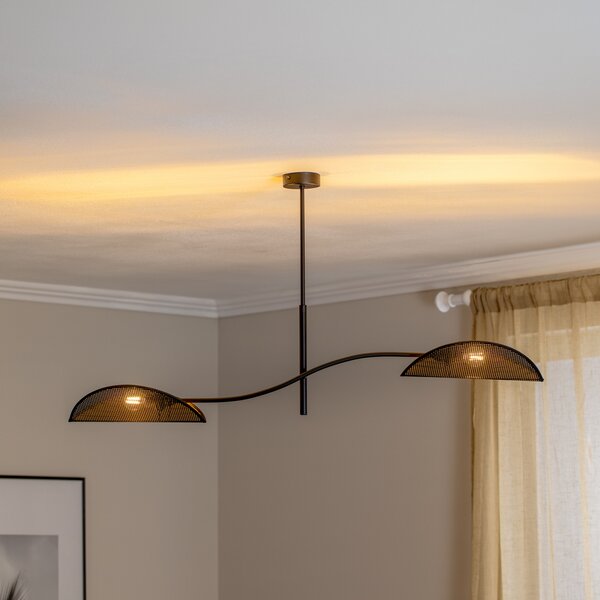 EMIBIG LIGHTING Plafonieră Lotus, negru/auriu, 2 becuri, reglabil, Negru, Camera de zi / sufragerie, Metal, Modern