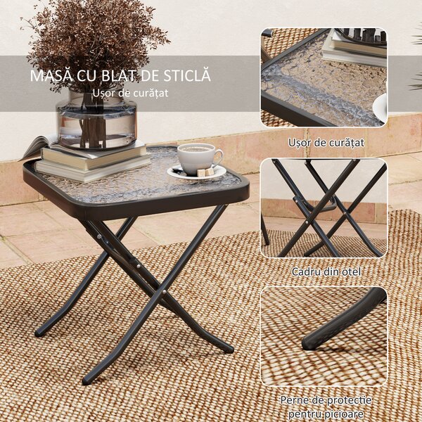 Outsunny Set Mobilier de Grădină din 3 Piese cu Scaune cu Spătar Reglabil și Masă, 64x70x87 cm, Gri | Aosom Romania