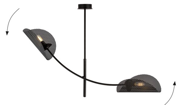 EMIBIG LIGHTING Plafonieră Gladio, negru, 2 becuri, reglabil, Negru, Camera de zi / sufragerie, Metal, Modern