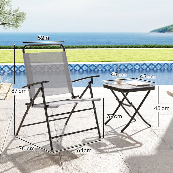 Outsunny Set Mobilier de Grădină din 3 Piese cu Scaune cu Spătar Reglabil și Masă, 64x70x87 cm, Gri | Aosom Romania