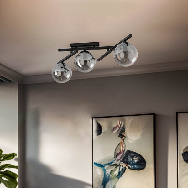 EMIBIG LIGHTING Plafonieră Smart, negru/grafit, 3 becuri, reglabil, Negru, Camera de zi / sufragerie, Metal, Modern