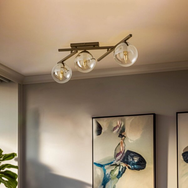 EMIBIG LIGHTING Plafonieră Smart, negru/grafit, 3 becuri, reglabil, Negru, Camera de zi / sufragerie, Metal, Modern