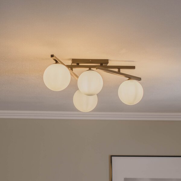 EMIBIG LIGHTING Plafonieră Smart, negru/opal, 4 becuri, reglabil, Negru, Camera de zi / sufragerie, Metal, Modern