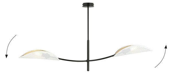 EMIBIG LIGHTING Plafonieră Lotus, negru/alb/auriu, 2 becuri, reglabil, Negru, Camera de zi / sufragerie, Metal, Modern