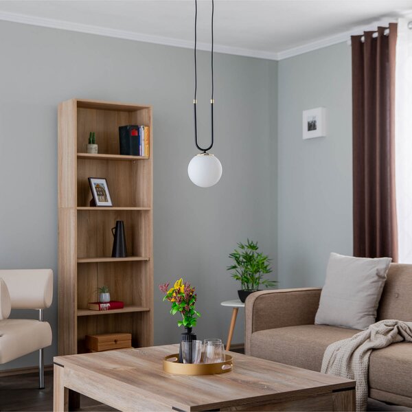EMIBIG LIGHTING Lampă suspendată Glam, negru/opal, 1 bec, reglabil, Negru, Camera de zi / sufragerie, Metal, Modern, glob