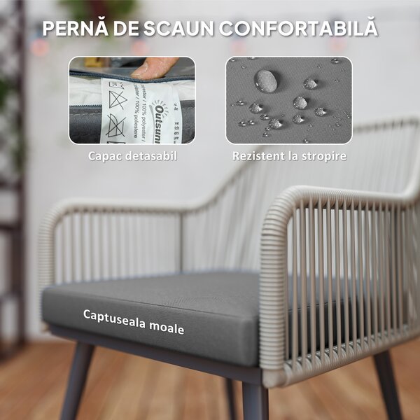 Outsunny Set Mobilier de Grădină cu Masă Rotundă și 4 Scaune, 54x65x80 cm, Maro Deschis | Aosom Romania