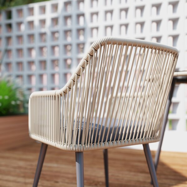 Outsunny Set Mobilier de Grădină cu Masă Rotundă și 4 Scaune, 54x65x80 cm, Maro Deschis | Aosom Romania