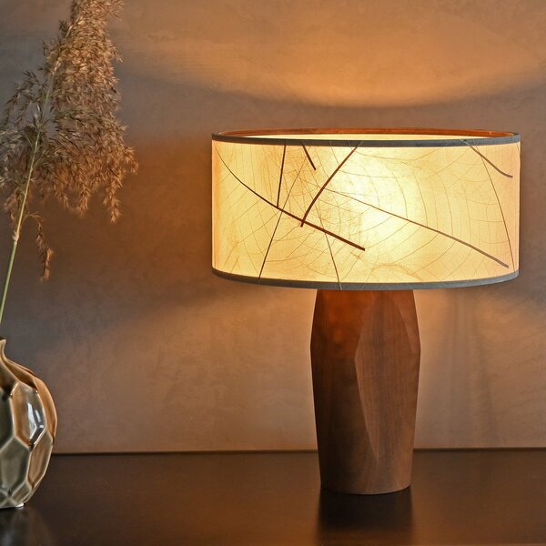 LeuchtNatur Pura lampă de masă LED, nuc/frunze, Lemn, Camera de zi / sufragerie