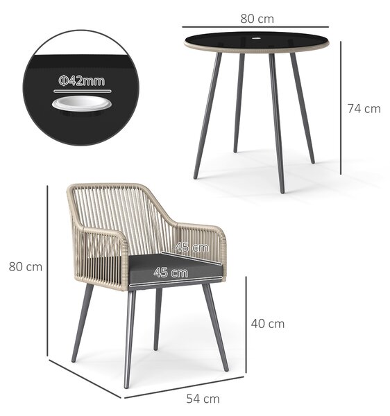 Outsunny Set Mobilier de Grădină cu Masă Rotundă și 4 Scaune, 54x65x80 cm, Maro Deschis | Aosom Romania