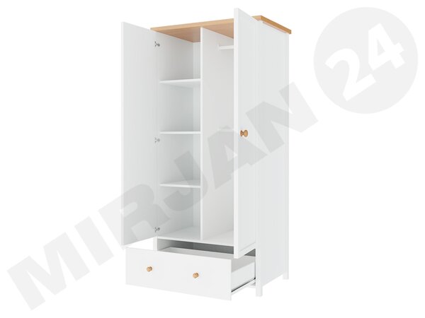Dulap cu rafturi Keira KS (Alb + stejar nash). 1058476