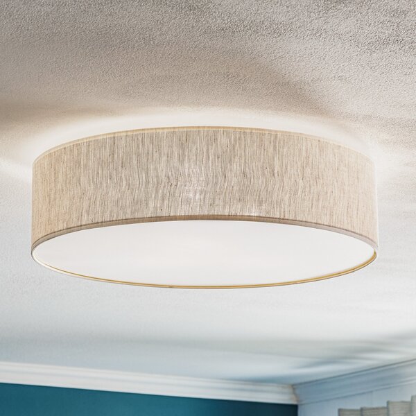 Eko-Light Plafonieră Leano, gri, țesătură de in, Ø 50 cm, reglabil, Gri, Camera de zi / sufragerie, Țesătură / Textil, Modern