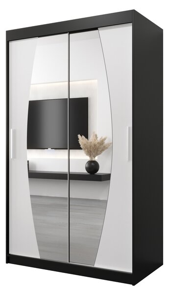 Dulap de haine 120 cm Eclipse (Negru mat + Alb mat). 1063389