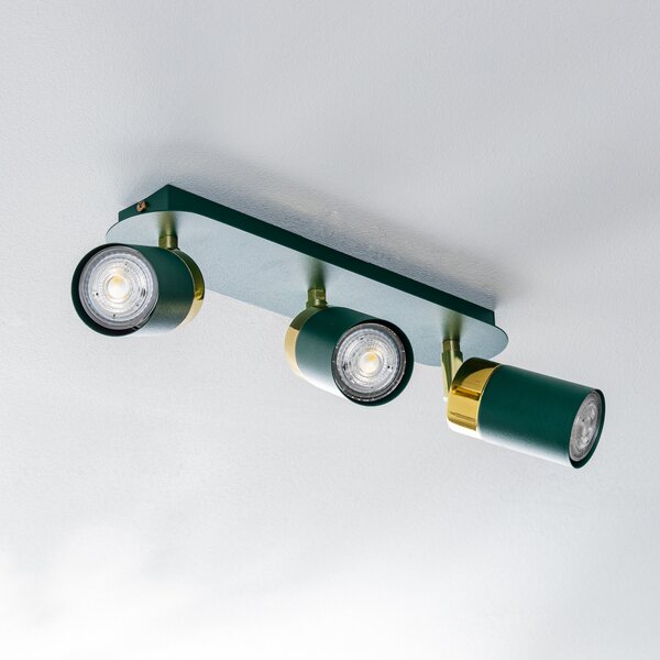 Eko-Light Spot de tavan Joker, verde/auriu, 3 becuri, reglabil, Verde, Camera de zi / sufragerie, Metal