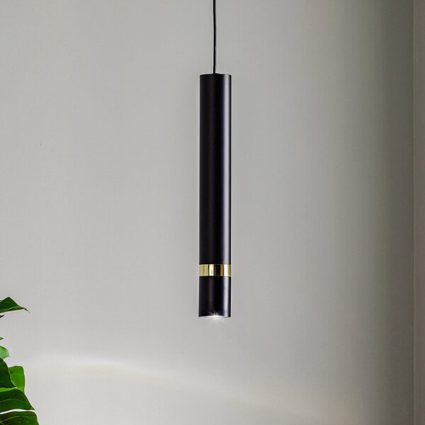 Eko-Light Lampă suspendată Joker, negru/auriu, 1 bec, reglabil, Negru, Camera de zi / sufragerie, Metal, Modern