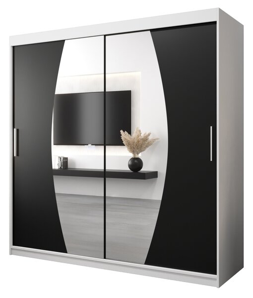 Dulap de haine 200 cm Eclipse (Alb mat + Negru mat). 1063428