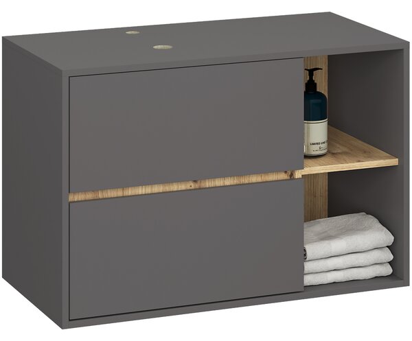 Set mobilier baie Vambos luxe (grafit + stejar artizanal). Promo -19%. 1152132