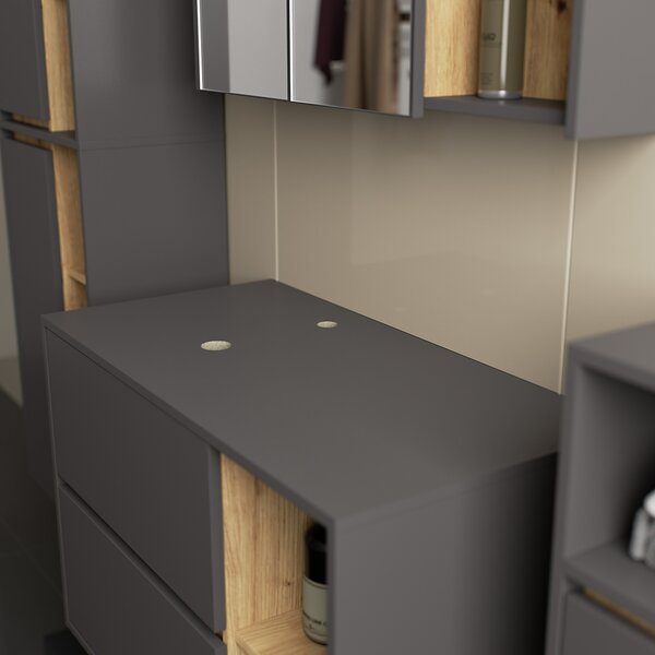 Set mobilier baie Vambos luxe (grafit + stejar artizanal). Promo -19%. 1152132