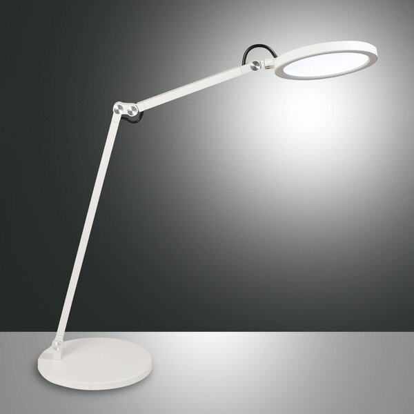 Fabas Luce Lampă LED de birou Regina cu dimmer, alb, reglabil, Alb, Studiu / Birou, Metal, Modern