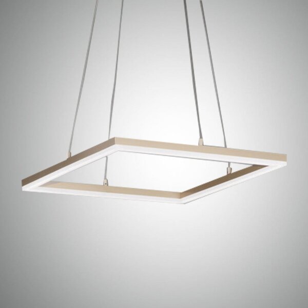 Fabas Luce Lampă pendul LED Bard, 42x42cm finisaj auriu mat, reglabil, Auriu / Alamă, Camera de zi / sufragerie, Metal, Modern
