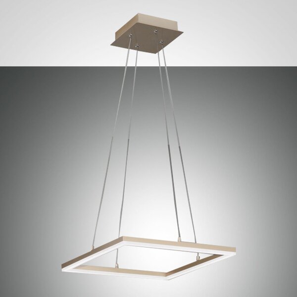 Fabas Luce Lampă pendul LED Bard, 42x42cm finisaj auriu mat, reglabil, Auriu / Alamă, Camera de zi / sufragerie, Metal, Modern