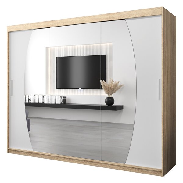 Dulap de haine 250 cm Eclipse (Stejar sonoma + Alb mat). 1063452