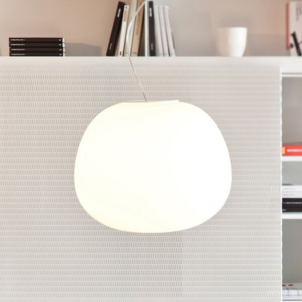 Fabbian Mochi - lampă suspendată 38 cm, reglabil, Alb, Camera de zi / sufragerie, Sticlă, Design