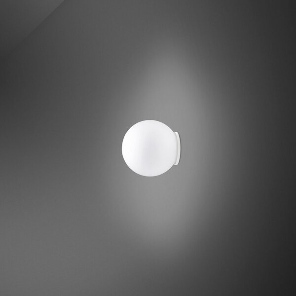 Fabbian Lumi Sfera aplică perete de sticlă, Ø 9 cm, reglabil, Alb, Camera de zi / sufragerie, Sticlă, Design, Perete rotund