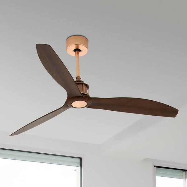 FARO BARCELONA Ventilator de tavan Just Fan, Ø 128 cm, cupru-nuc, Lemn, Camera de zi / sufragerie, Plastic, Modern