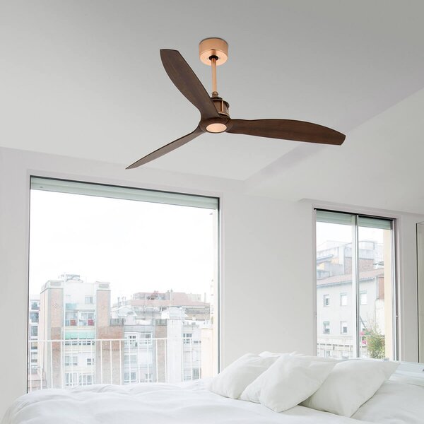 FARO BARCELONA Ventilator de tavan Just Fan, Ø 128 cm, cupru-nuc, Lemn, Camera de zi / sufragerie, Plastic, Modern
