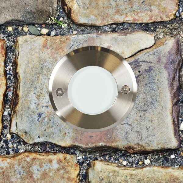 FARO BARCELONA Oțel inoxidabil - corp de iluminat modern LED încastrat în pardoseală LED-18, Gri, Metal, Modern, Corpuri de iluminat încastrate rotunde