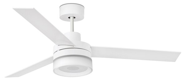 FARO BARCELONA Ventilator tavan Ice LED Remote difuzor alb/lemn, Alb, Camera de zi / sufragerie, Lemn, Modern