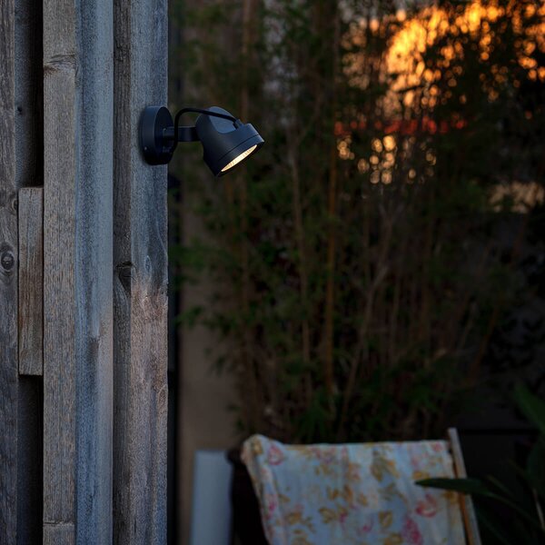 FARO BARCELONA Alfa - proiector LED de perete exterior, IP65, Negru, Metal, Modern, Spot de perete