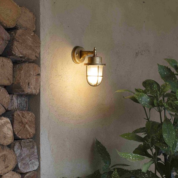 FARO BARCELONA Aplică de exterior Nahir din alamă, rezistentă apă, reglabil, Auriu / Alamă, Metal, Maritimă