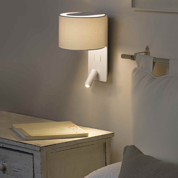 FARO BARCELONA Aplică de perete pliabilă cu lumină lectură LED, albă, Alb, Metal, Modern