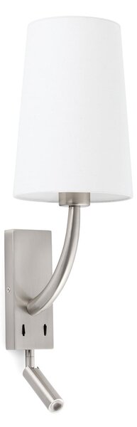 FARO BARCELONA Aplică de perete Rem cu lumină lectură LED, alb/nichel, Gri, Metal, Modern