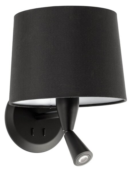 FARO BARCELONA Aplică de perete Conga cu lumină lectură LED, negru, Negru, Camera de zi / sufragerie, Metal, Modern