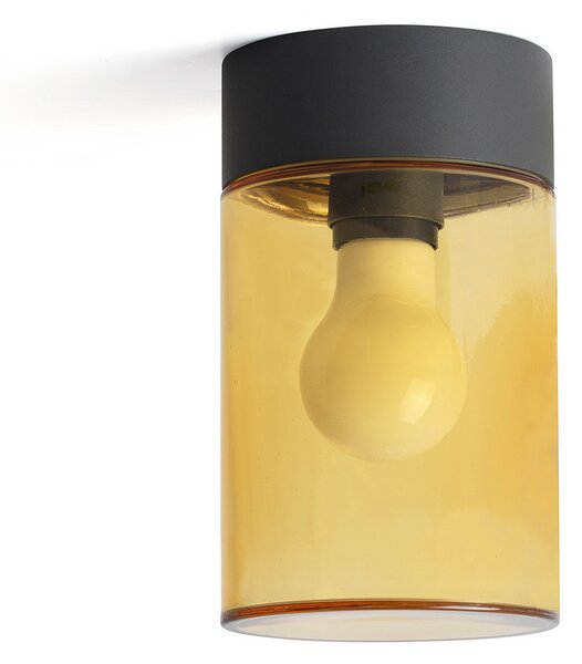 FARO BARCELONA Plafonieră de exterior Kila, chihlimbar, Negru, Metal, Modern