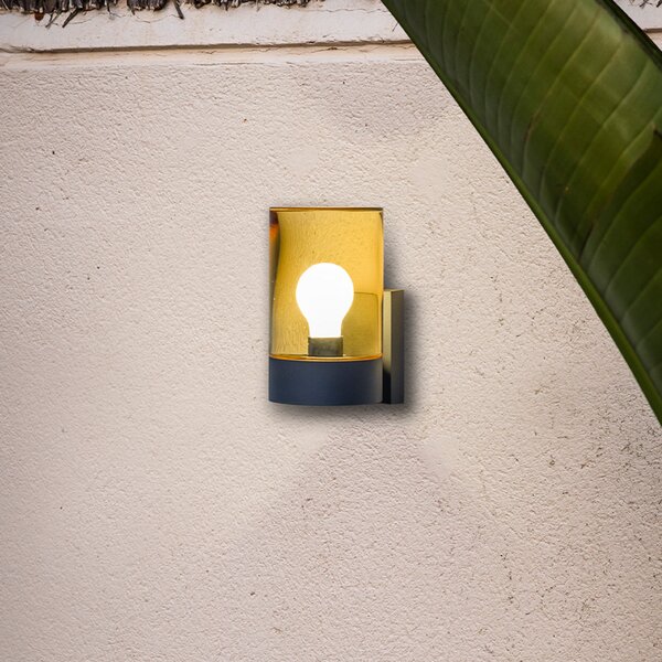 FARO BARCELONA Aplică de exterior Kila, chihlimbar, Negru, Metal, Modern
