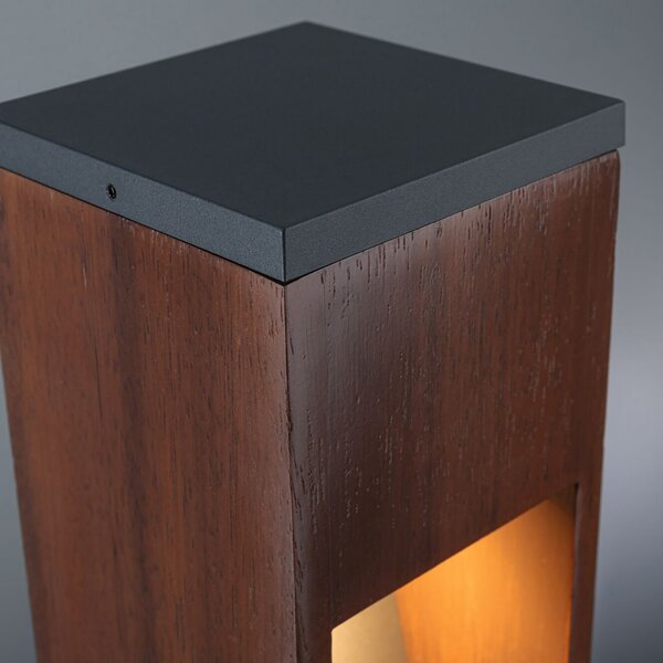 Paulmann Trabia LED plintă luminoasă din lemn, înălțime 40 cm, Negru, Metal, Modern