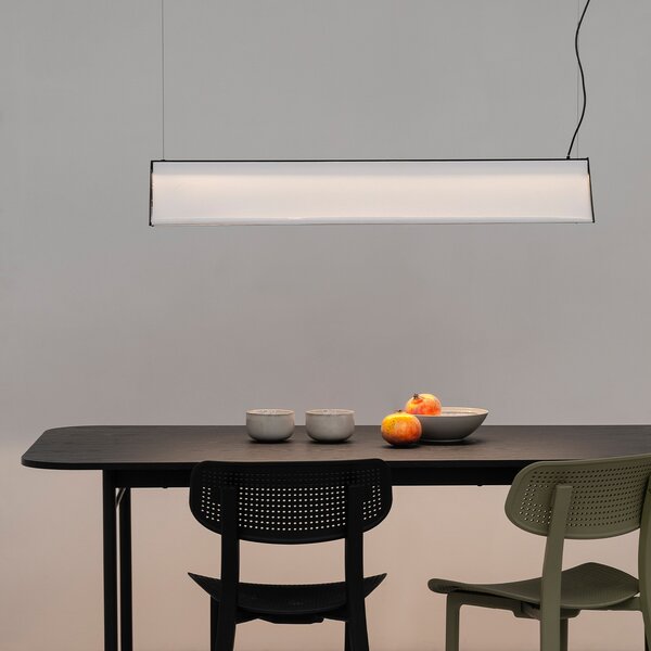 FARO BARCELONA Ludovico Suspensie cu LED de suprafață, 115 cm, alb, reglabil, Alb, Camera de zi / sufragerie, Țesătură / Textil, Modern