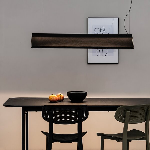 FARO BARCELONA Ludovico Suspensie cu LED de suprafață, 115 cm, negru, reglabil, Negru, Camera de zi / sufragerie, Țesătură / Textil, Modern