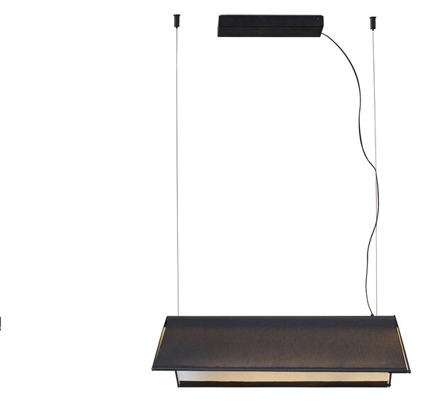 FARO BARCELONA Ludovico Suspensie cu LED de suprafață, 60 cm, negru, reglabil, Negru, Camera de zi / sufragerie, Țesătură / Textil, Modern