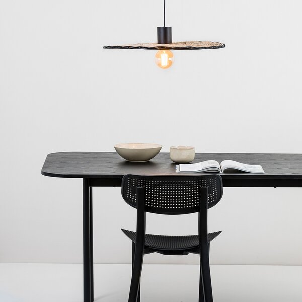 FARO BARCELONA Lampă suspendată Costas, abajur basculant din rattan, Ø 60cm, reglabil, Lemn, Camera de zi / sufragerie, Lemn, Modern