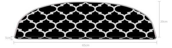 Covorașe pentru scări negre-albe 16 buc. 20x65 cm Madalyon – Vitaus
