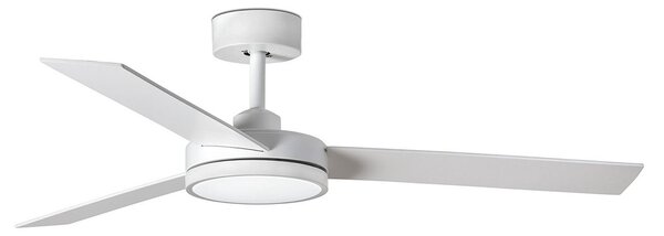 FARO BARCELONA Barth LED ventilator de tavan cu lumină, alb, Alb, Camera de zi / sufragerie, Lemn, Modern