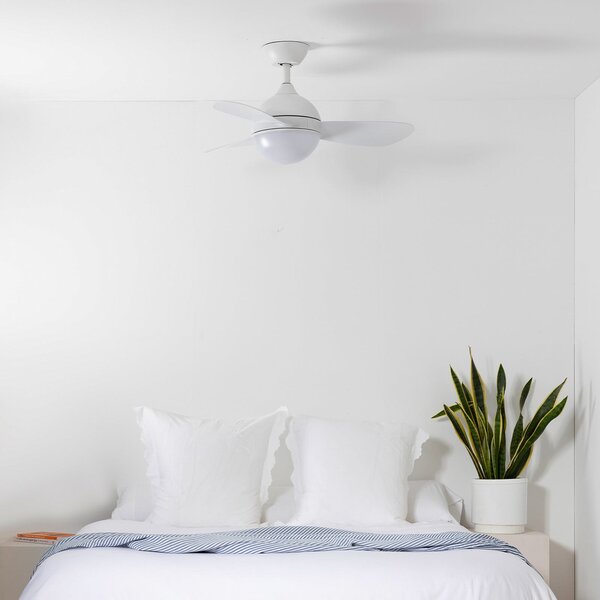 FARO BARCELONA LED ventilator de tavan Hvar, CCT, dimabil, reglabil, Alb, Camera de zi / sufragerie, Plastic, Modern